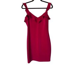GUESS Los Angeles Women's Fuchsia Ruffled Bodycon Dress Size 8